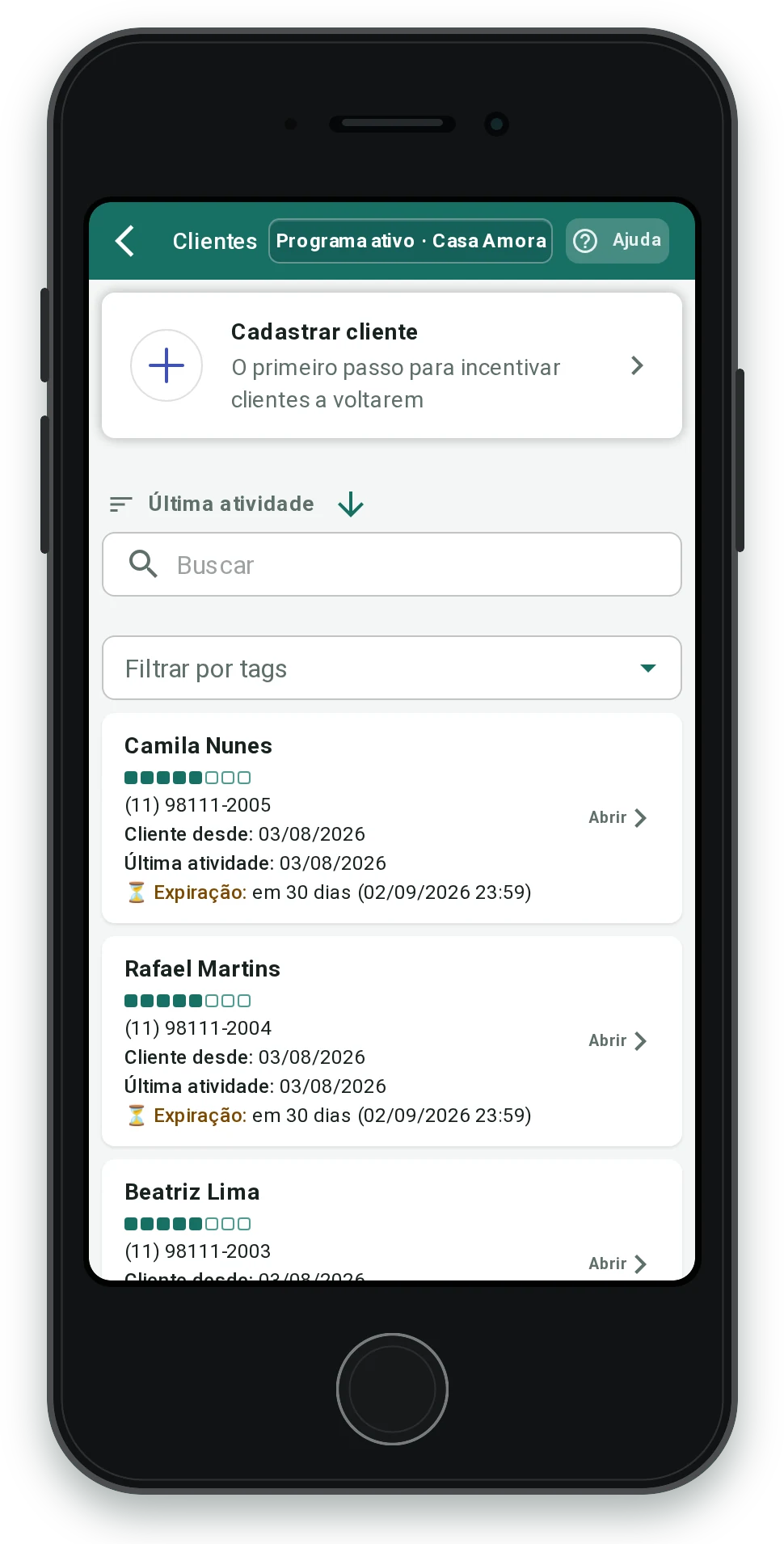 Clientes de confeitaria no Portal Fidelihub