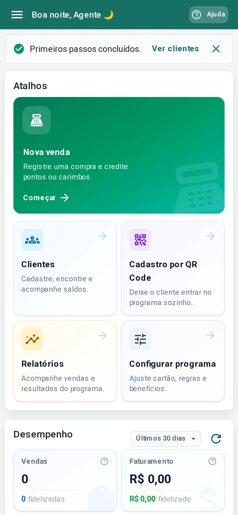 Página inicial do Portal Fidelihub em um celular
